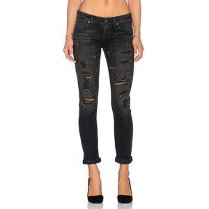 NWT AGOLDE Chloe Low Rise Slim Jeans Liverpool Faded Black Grey - Size: 27